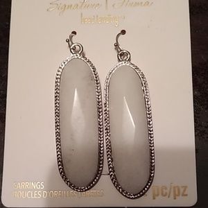 Sterling silver and white genuine stone earrings